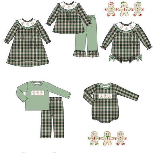 Girls Green Plaid Gingerbread Bubble