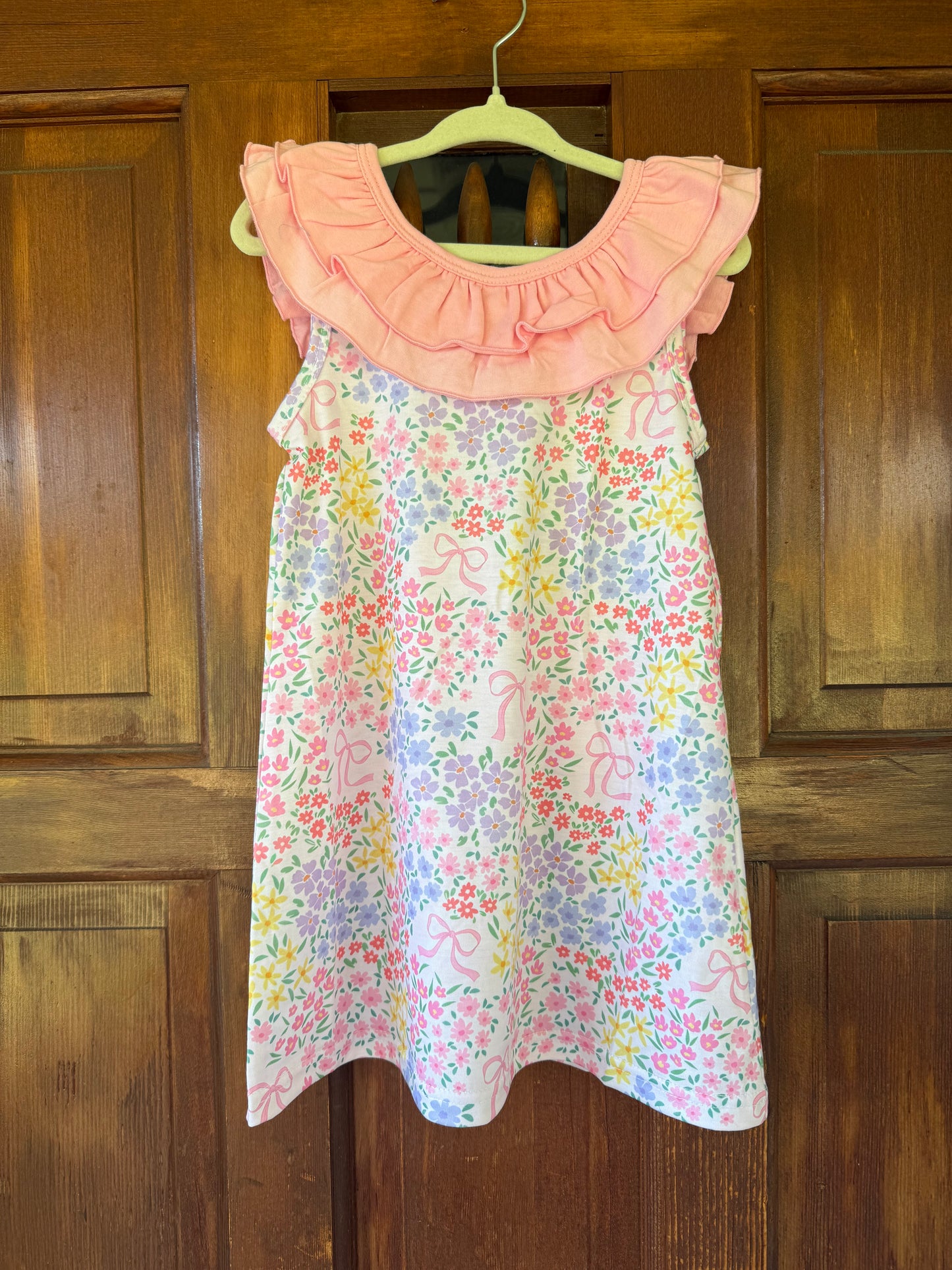 Pink Bow Back with Mini Flowers Dress