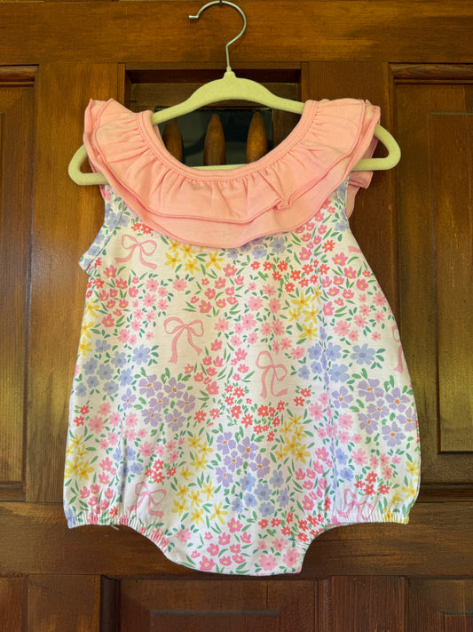 Pink Bow Back with Mini Flowers Bubble