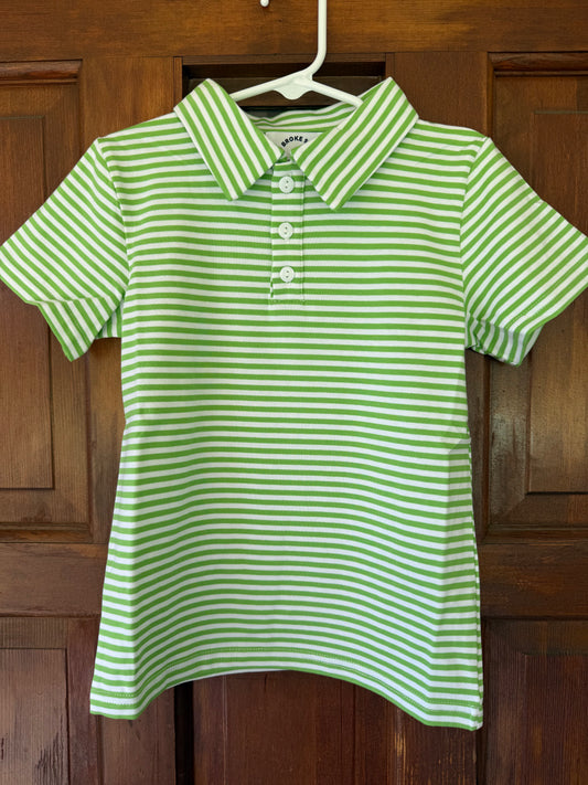 Lime Green & White Stripe Collared Shirt