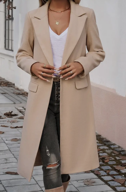 Double Breasted Pocket Lapel Coat