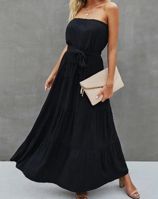 Strapless Tie Waist Dress