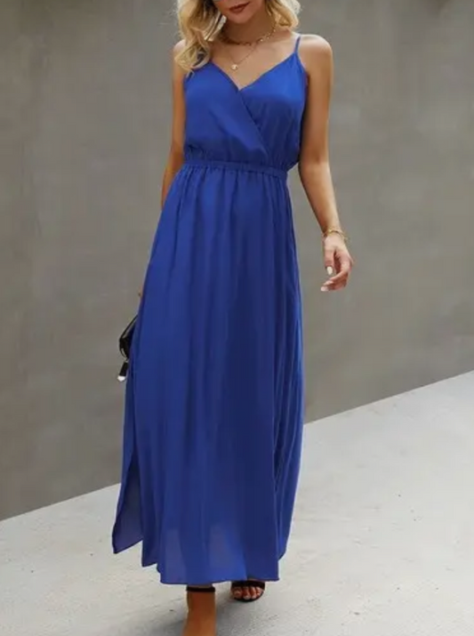 Blue Spaghetti Strap Maxi