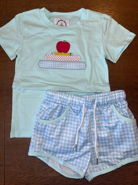 Pastel Book Stack with Apple Short Set