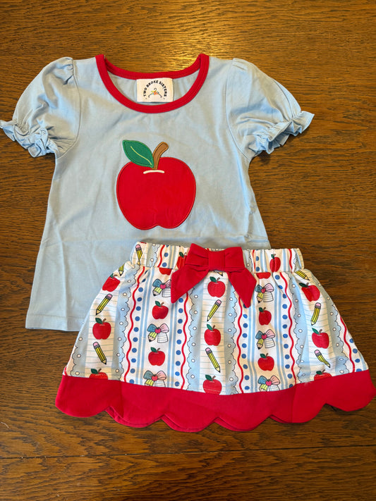 Light Blue Apple Skort Set