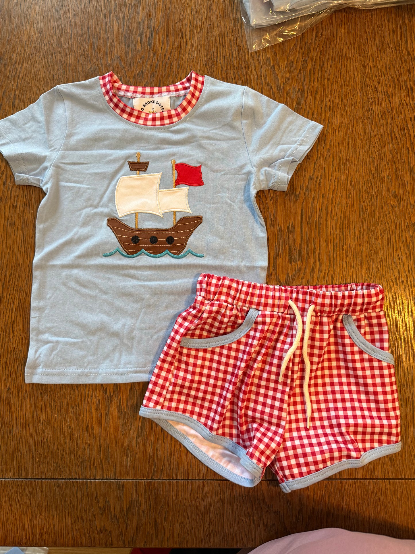 Blue & Red Plaid Pirate Ship