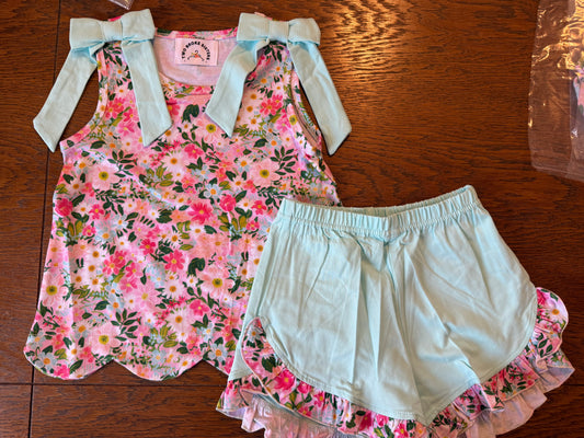 Aqua Floral Short Set