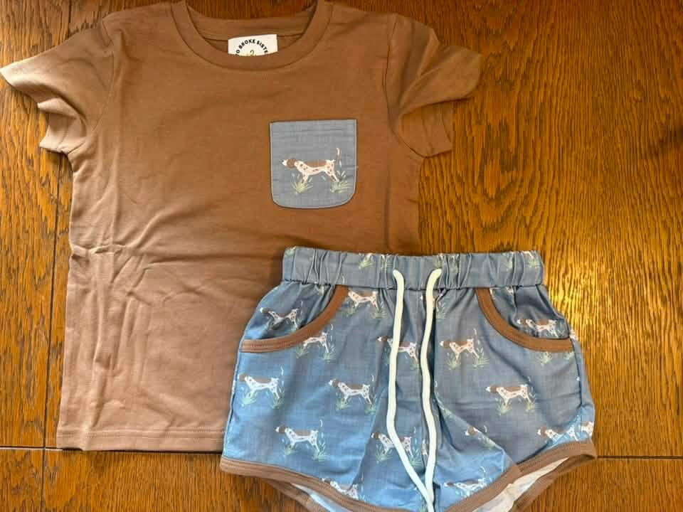 Blue & Brown Pointer Short Set