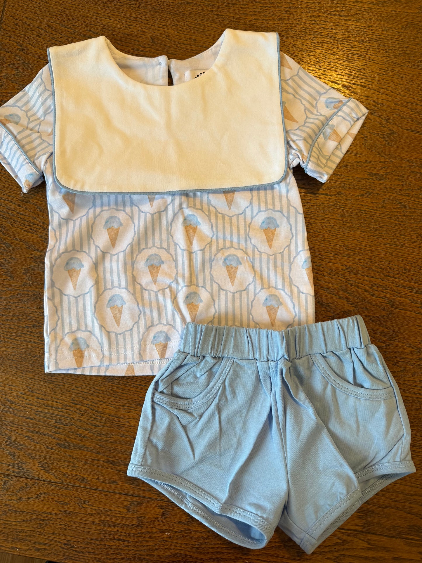 Peter Pan Collar Striped Ice Cream Short Set
