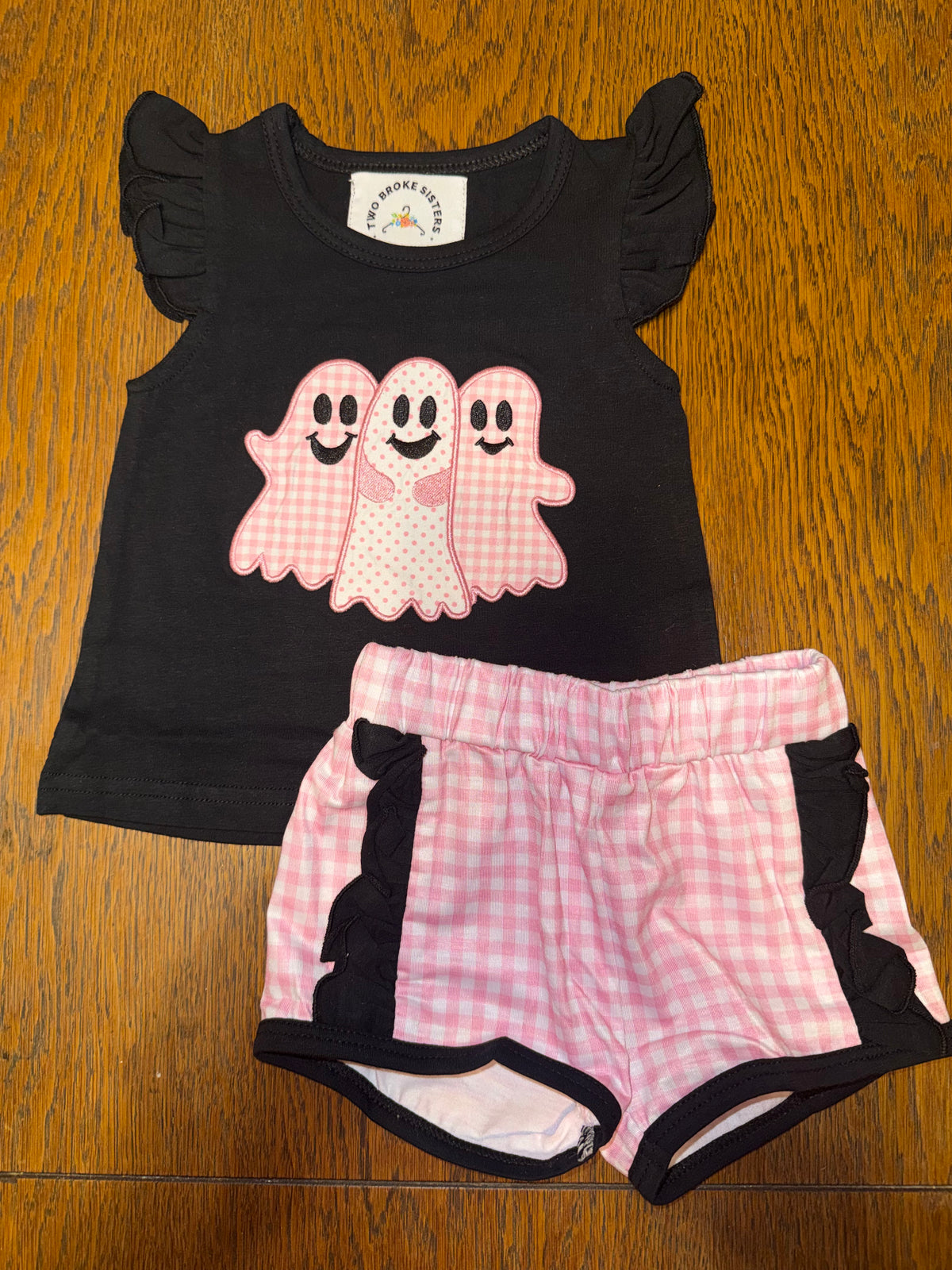 Black & Plaid Triple Ghosts Sibling Short Set