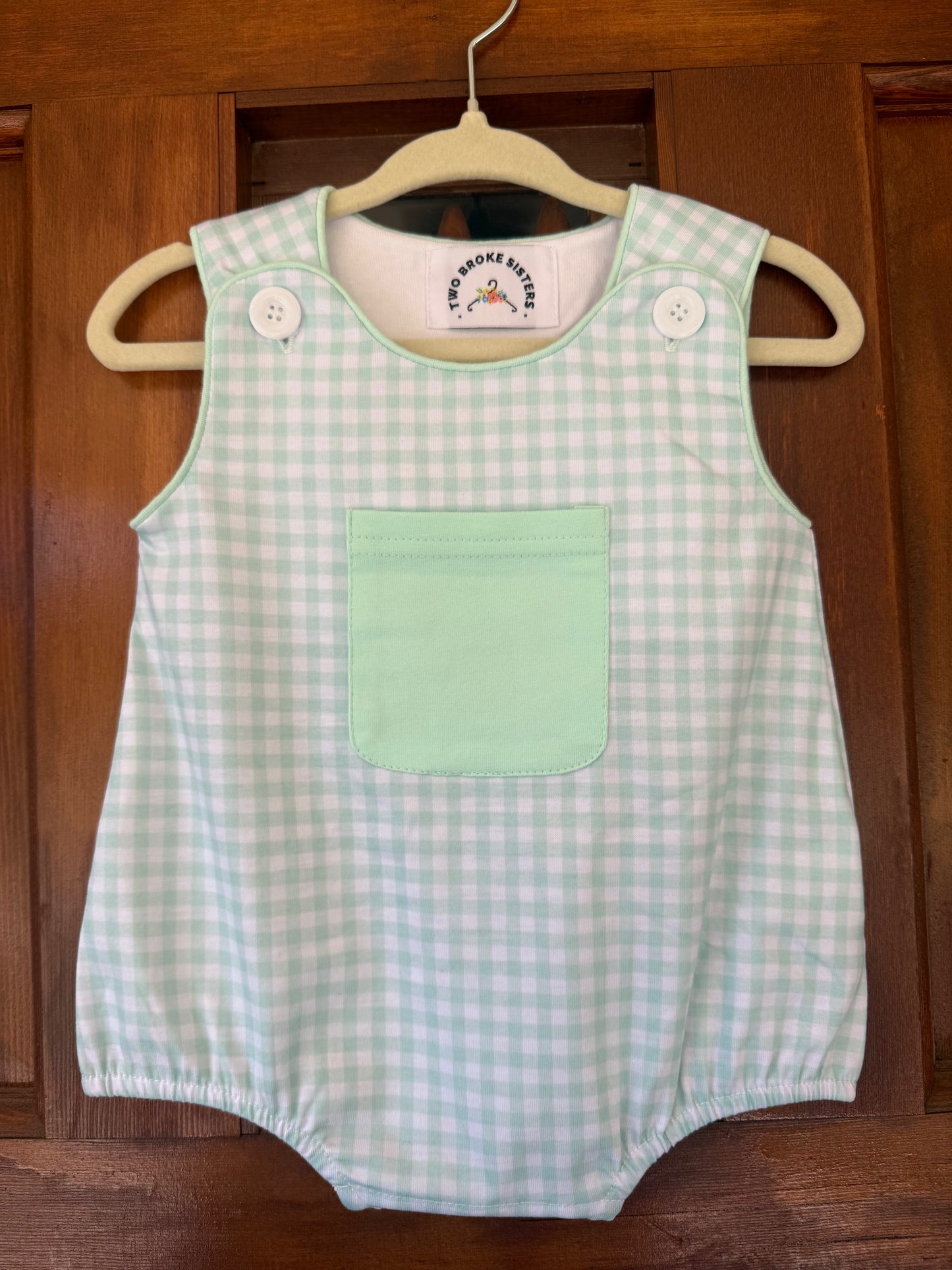 Aqua Gingham Bubble with Pocket