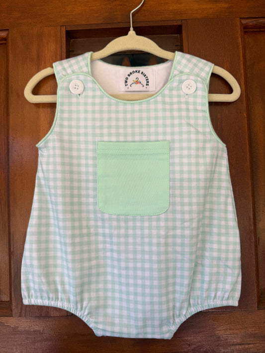 Aqua Gingham Bubble with Pocket