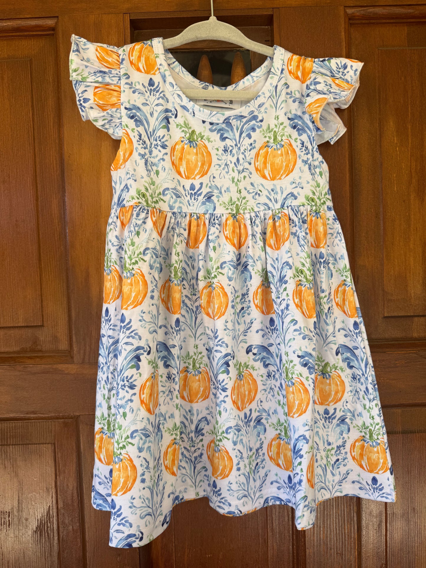 Blue Floral with Pumpkins Dress