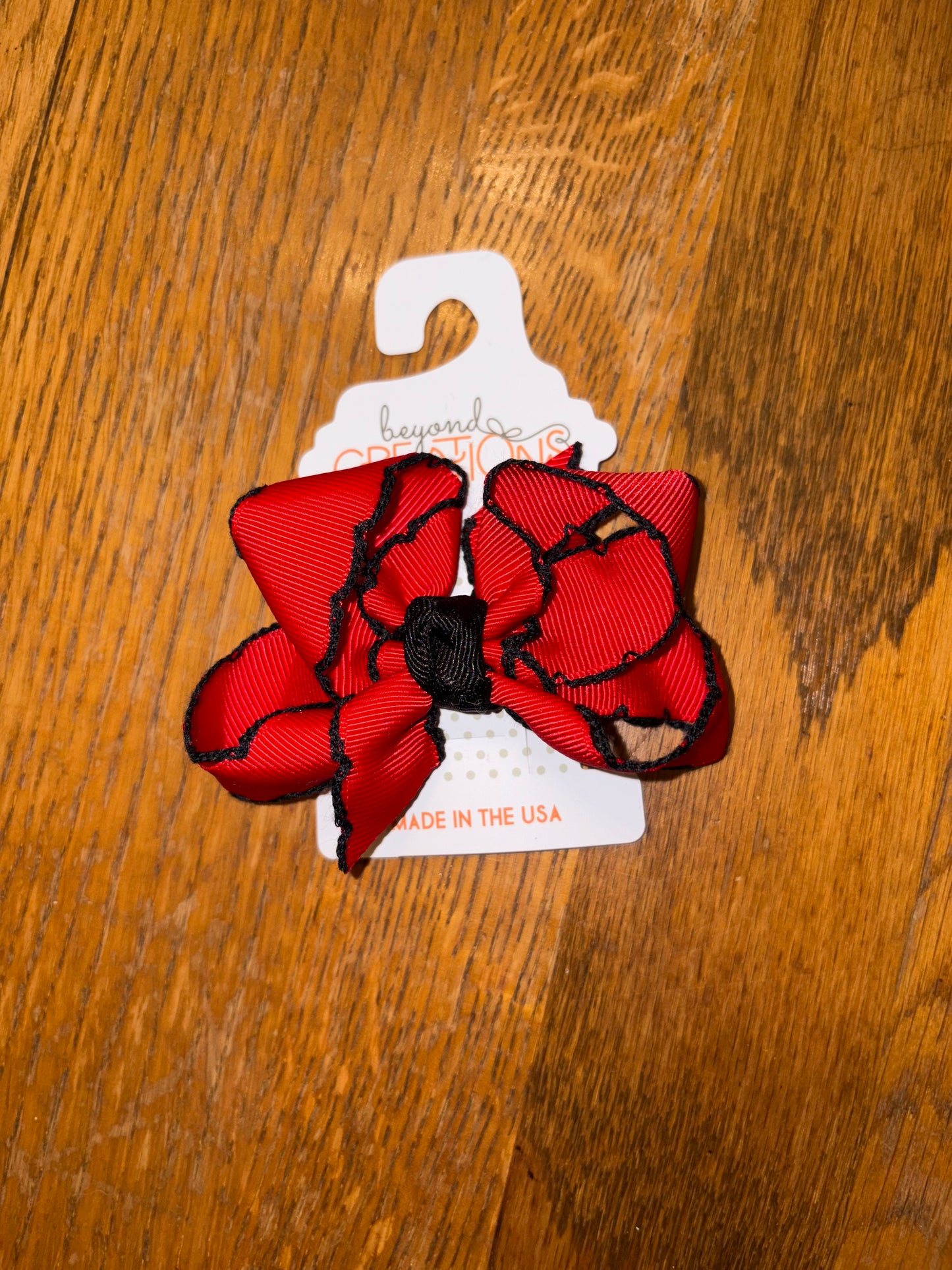 Red & Black Moon-stitch Bow - 3.5in