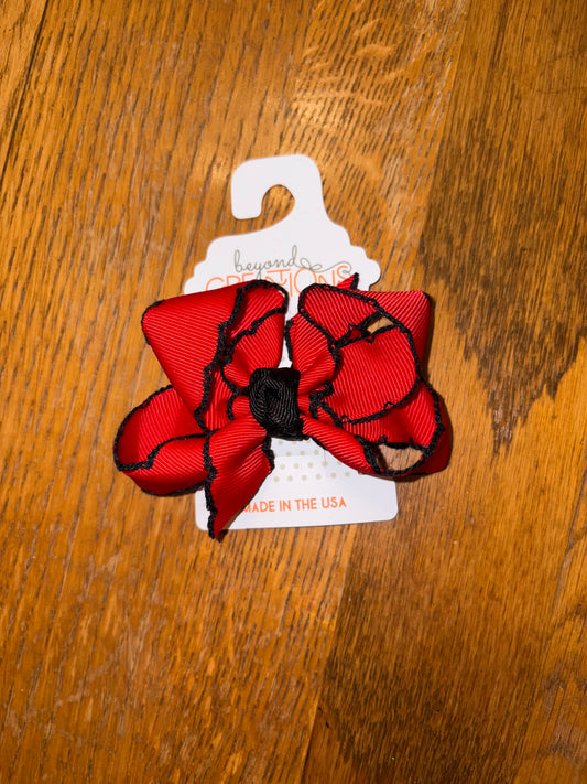 Red & Black Moon-stitch Bow - 3.5in