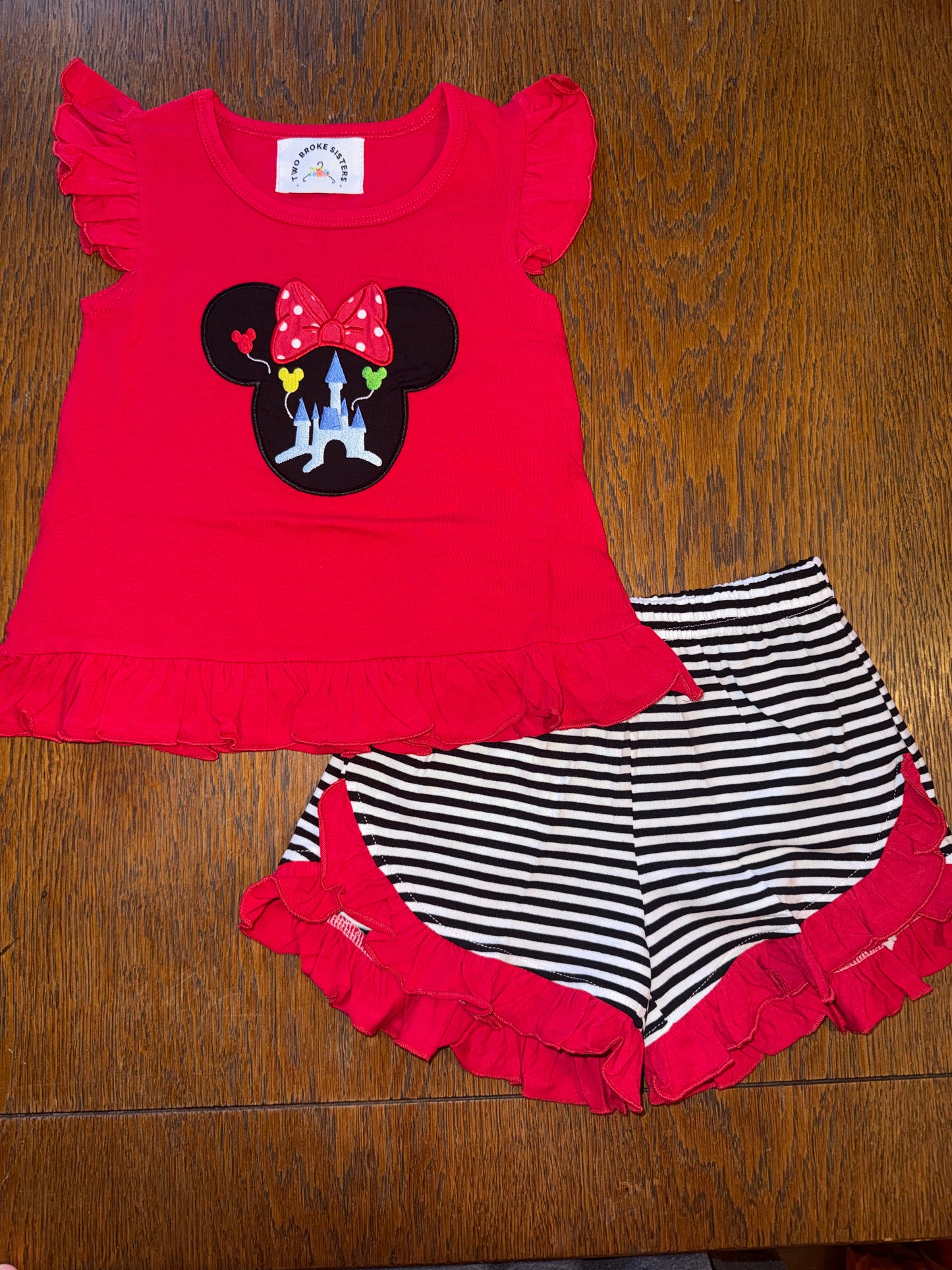 Red & Black Happiest Place Sibling Short Set