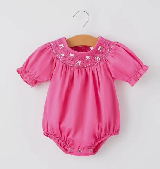 Smocked Bow Pink Bubble