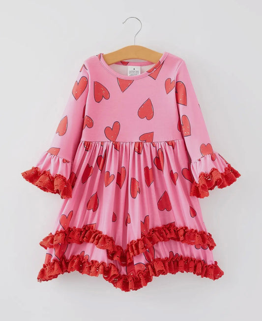 Pink & Red Frilly Heart Dress