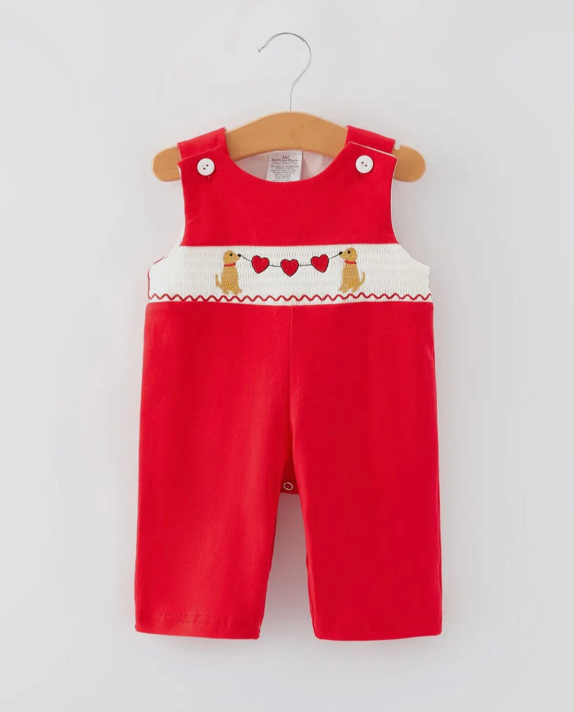 Smocked Valentine's Dog Shortall