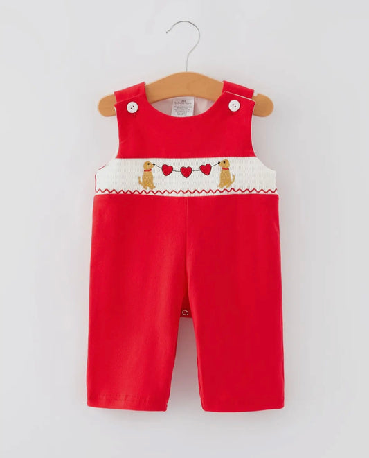 Smocked Valentine's Dog Shortall