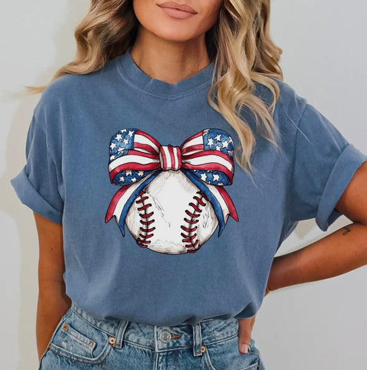 Patriotic Bow Baseball Tshirt