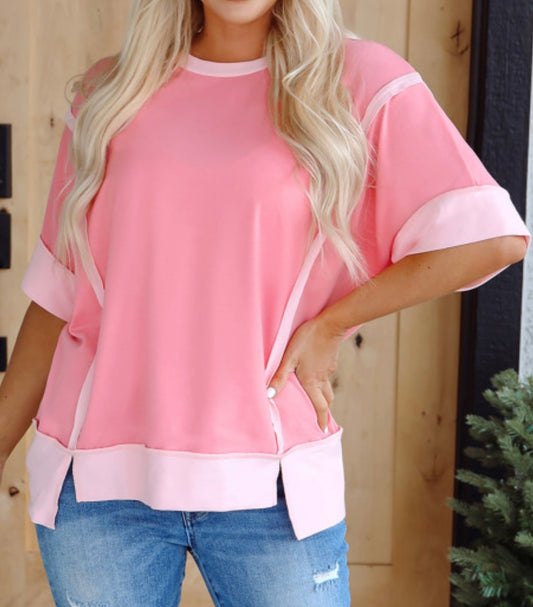 Pink Colorblock Top