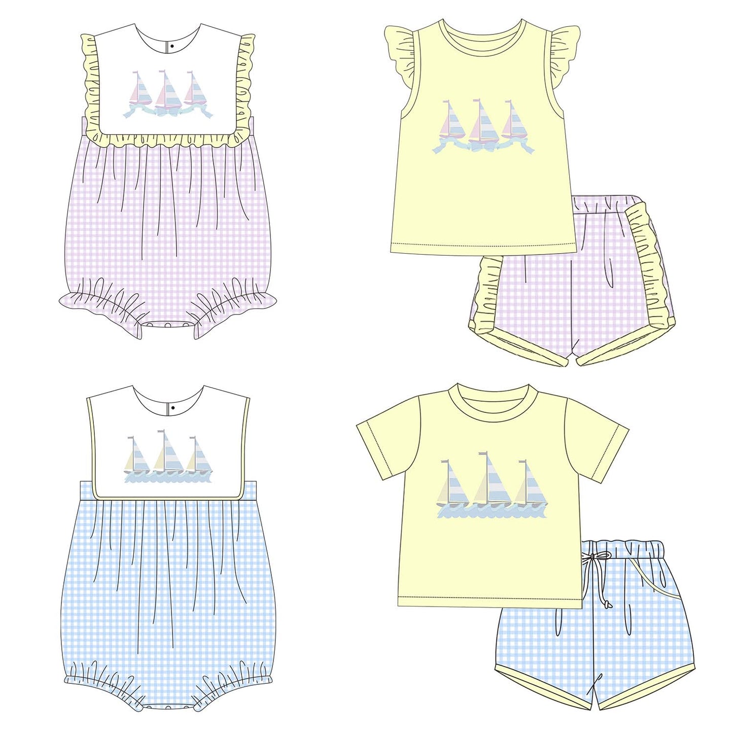 Pastel Triple Sailboats