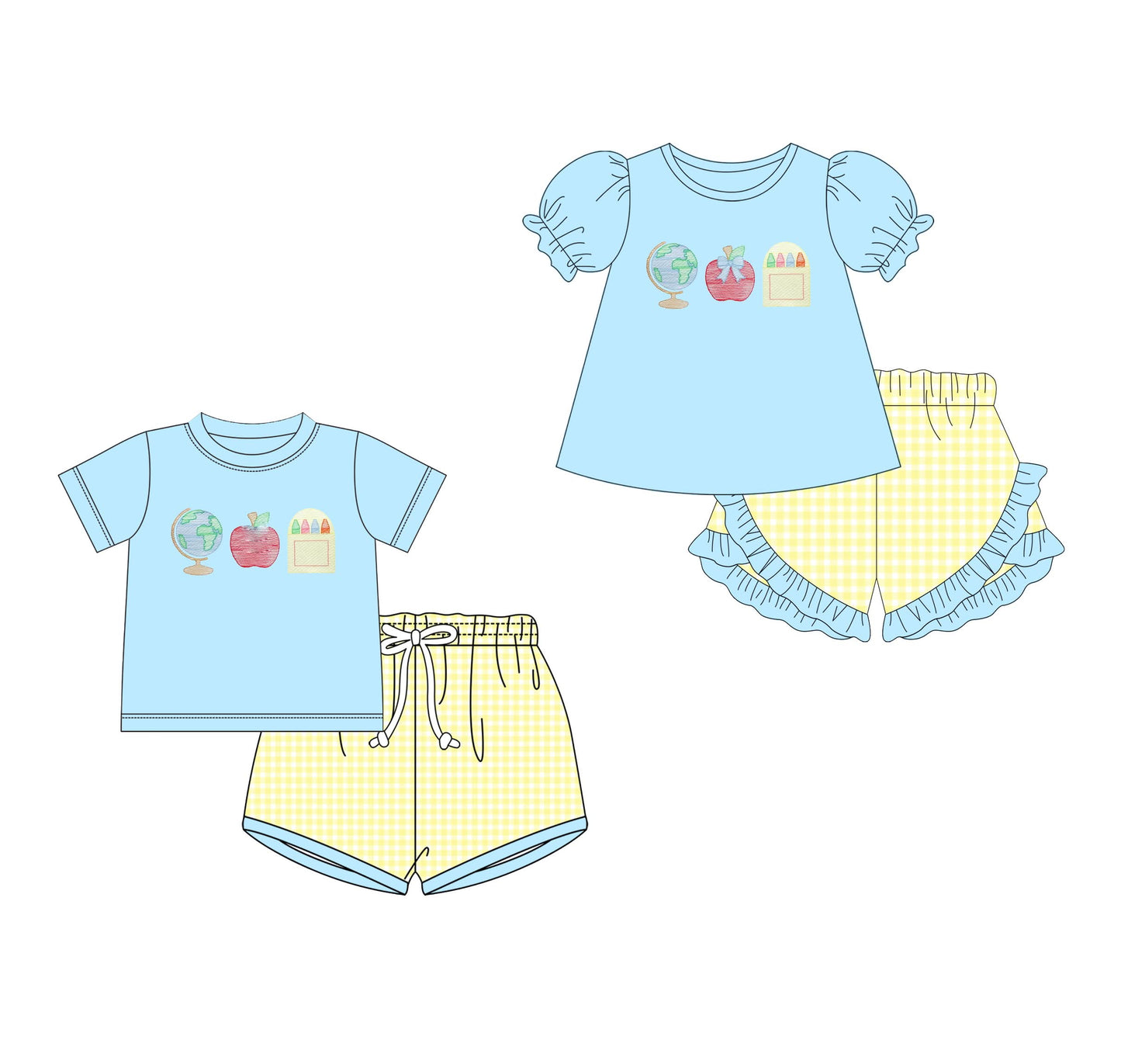 Yellow & Blue BTS Short Sets