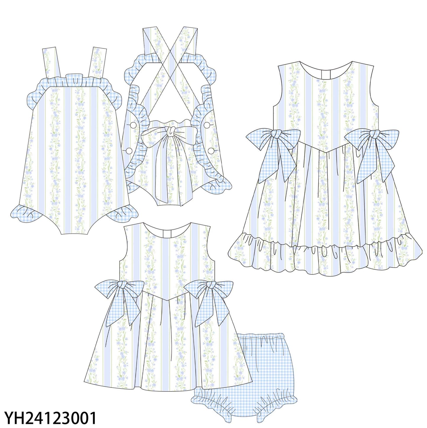 Violet Flowers & Stripes