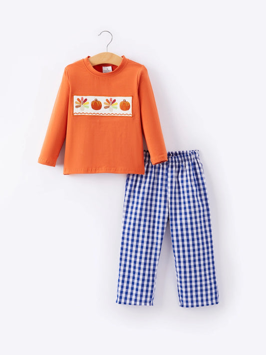 Boys Thanksgiving Smocked Pant Set