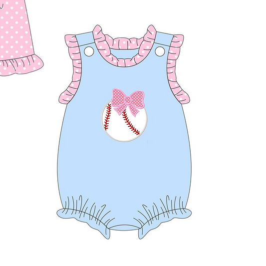 Pink & Blue Bow Baseball Bubble