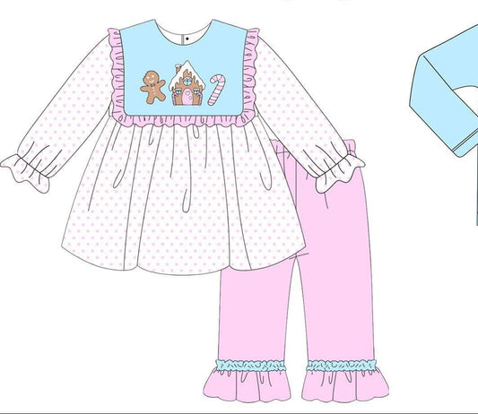 Pink Gingerbread House Pant Set
