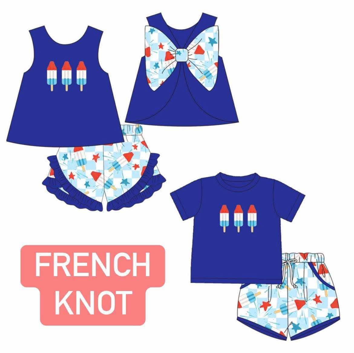 French Knot Firecracker Popsicle Short Sets